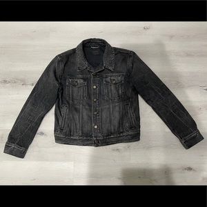 SAINT LAURENT Faded Black Denim Jacket in Drk Grey